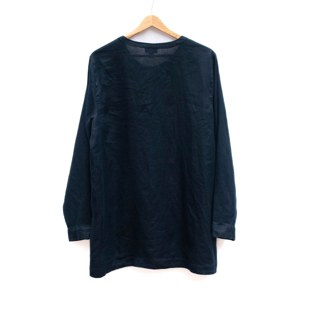 Lagenlook Pure Linen Top Shirt Womens L Navy Relax Side Ties Lightweight Lagom - Picture 5 of 8